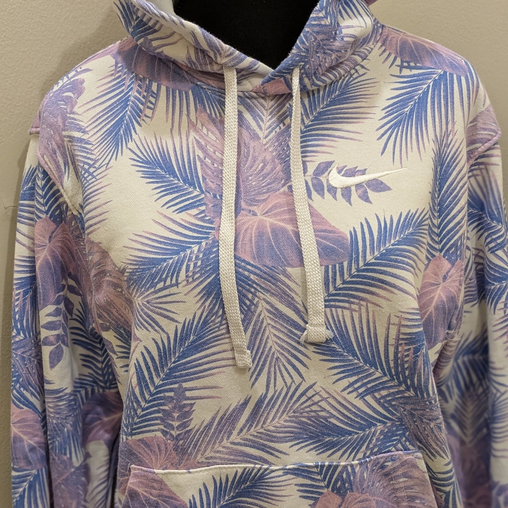 Nike Purple and Cream Leaf Print Hoodie